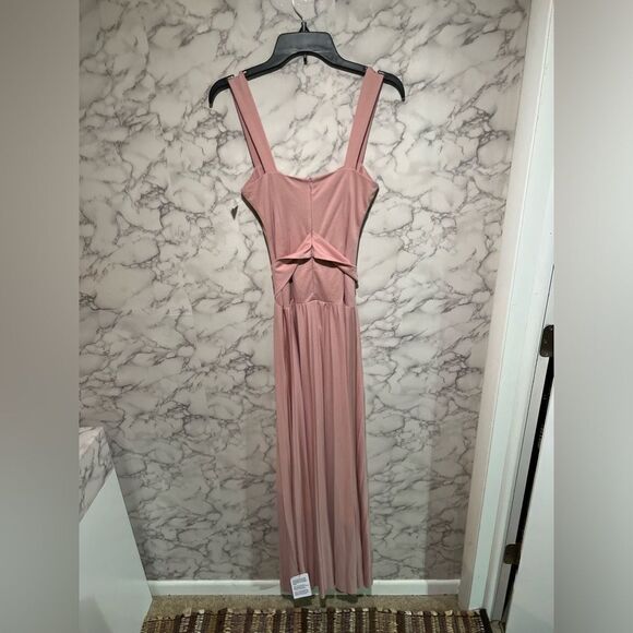 ASOS DESIGN square neck belted pleated maxi dress in rose - PINK Size 4 - Picture 8 of 10